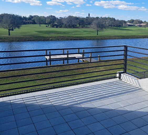 A scenic balcony with metal railings done byy Oceanside Welding West Palm Beach team